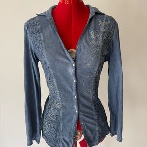 Reba Light Blue Ribbed Top